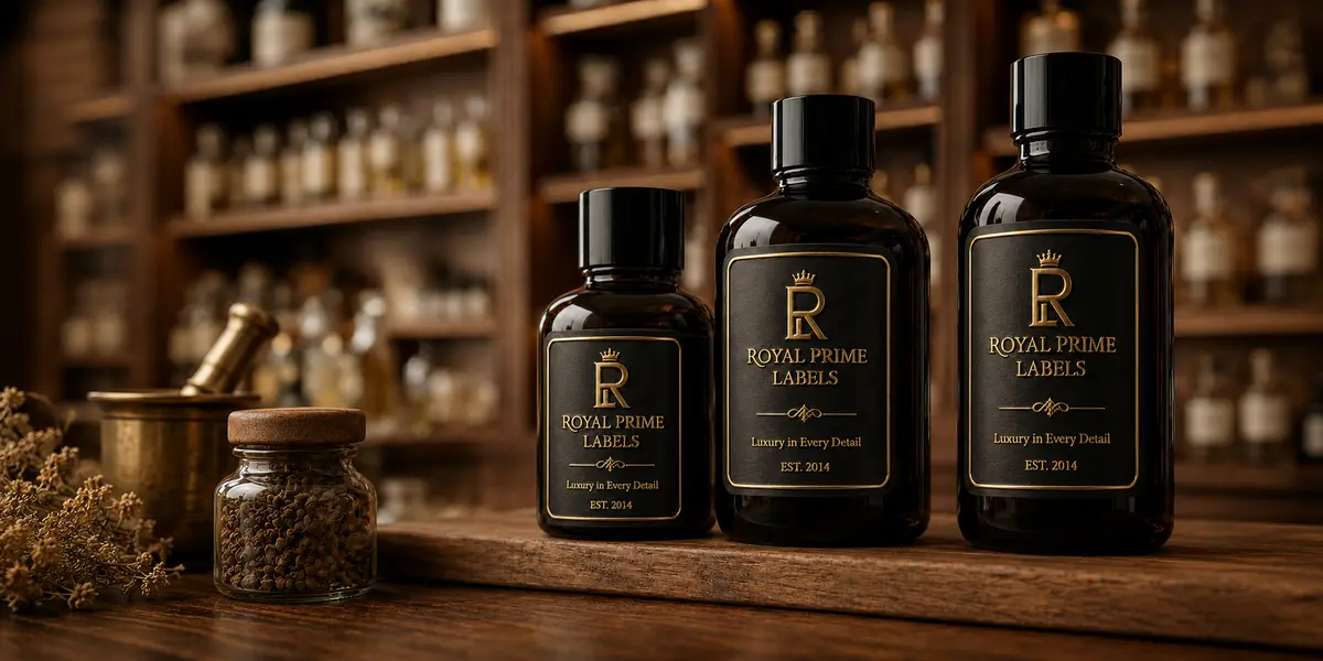 Royal Prime Labels Premium Gold Foiled Bottles
